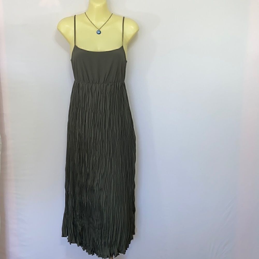 All Saints Dress Maxi Pleated Forest Green" Laze" Dress Excellent Nwot~…